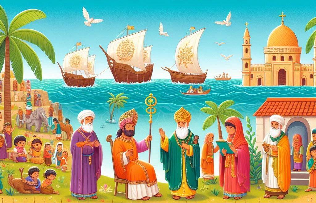 First churches with St. Thomas and villagers